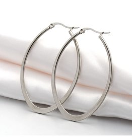 Hoop Earring Oval  58x38mm Stainless Steel  x1 Pair
