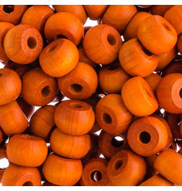 9mm Wood Crow Bead Orange x100