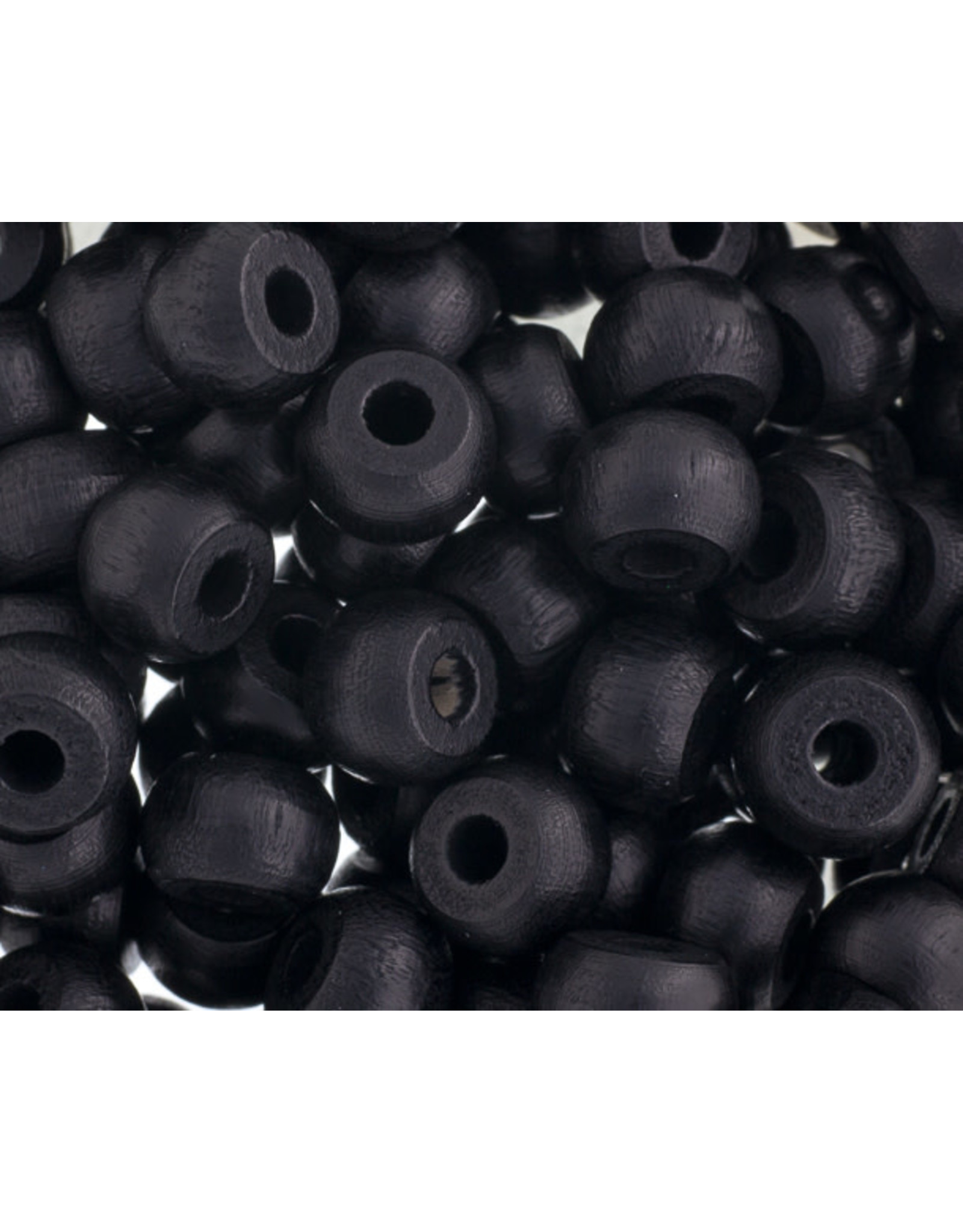 9mm Wood Crow Bead Black x100