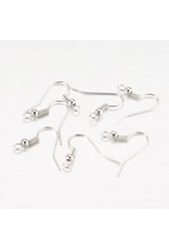 Ear Wire Ball & Spring 18x.8mm  Platinum  x50  NF