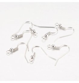 Ear Wire Ball & Spring 18x.8mm  Platinum  x100  NF