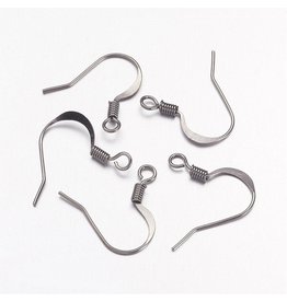 Ear Wire  Spring 15x.7mm  Gunmetal  x50  NF