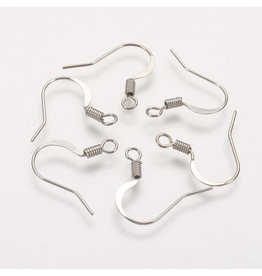 Ear Wire  Spring 15x.7mm  Platinum  x50  NF