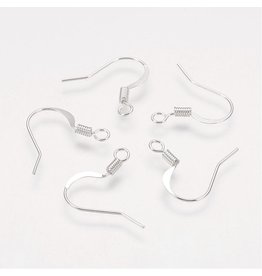 Ear Wire  Spring 15x.7mm  Silver  x50  NF