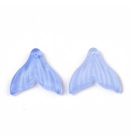 19x19x3mm Glass Mermaid Tail  Light Blue  x6