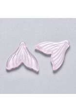 19x19x3mm Glass Mermaid Tail Pink  x6