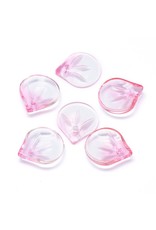 15x13x4mm Glass Leaf  Pink  x10