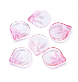 15x13x4mm Glass Leaf  Pink  x10