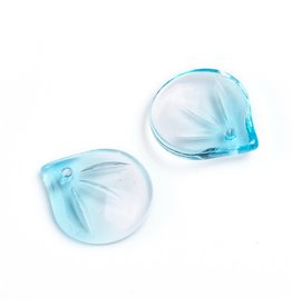 15x13x4mm Glass Leaf  Light Blue  x10