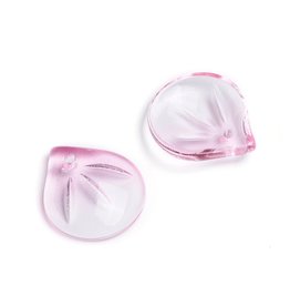 15x13x4mm Glass Leaf  Light Pink  x10