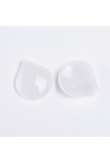 15x13x4mm Glass Leaf  White Opal  x10