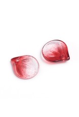 15x13x4mm Glass Leaf  Red  x10