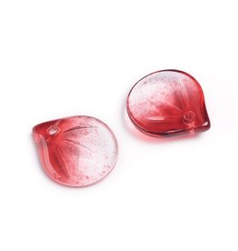 15x13x4mm Glass Leaf  Red  x10