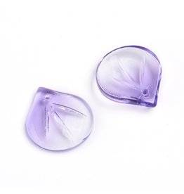 15x13x4mm Glass Leaf  Purple  x10