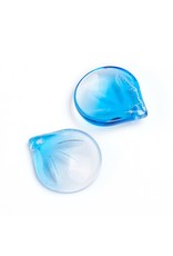 15x13x4mm Glass Leaf  Medium Blue   x10