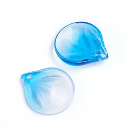 15x13x4mm Glass Leaf  Medium Blue   x10