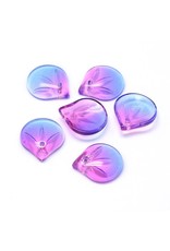 15x13x4mm Glass Leaf  Purple Blue  x10