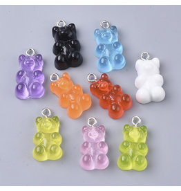 Gummy Bear Resin Assorted Colours  21x12x7mm  x10pcs  Random  Mix Pairs