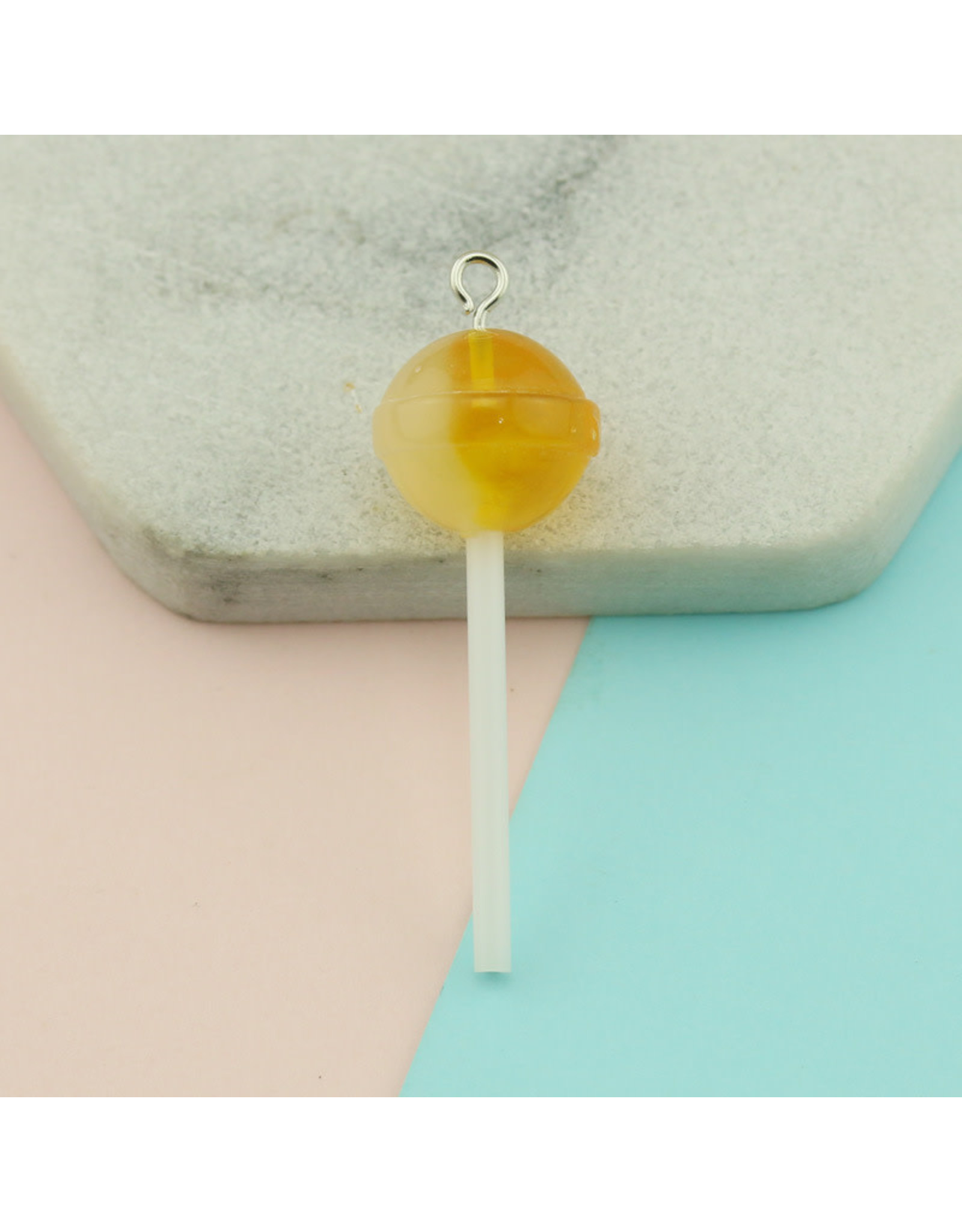 Resin Lollipop  Orange 45x16mm
