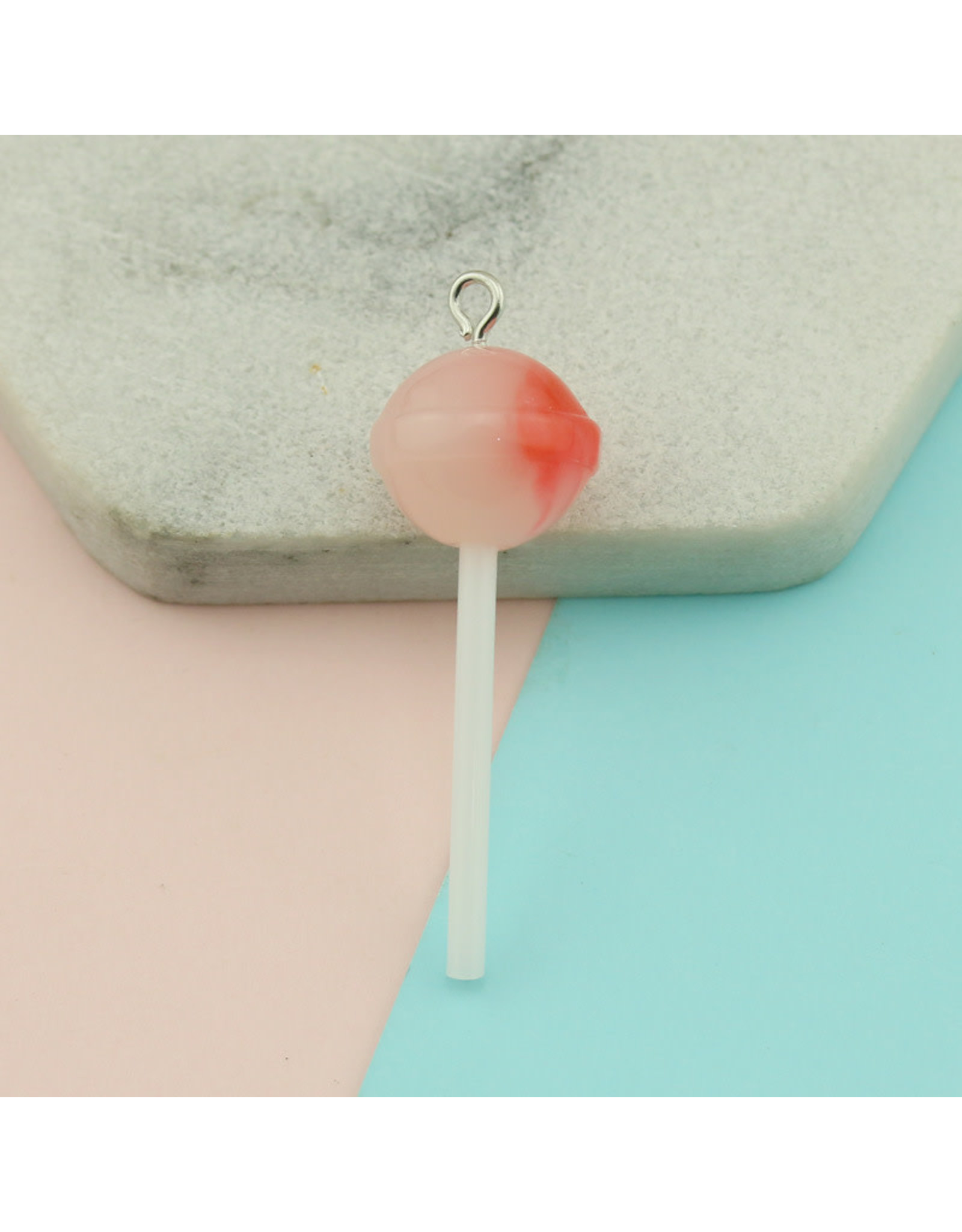 Resin Lollipop  Red 45x16mm