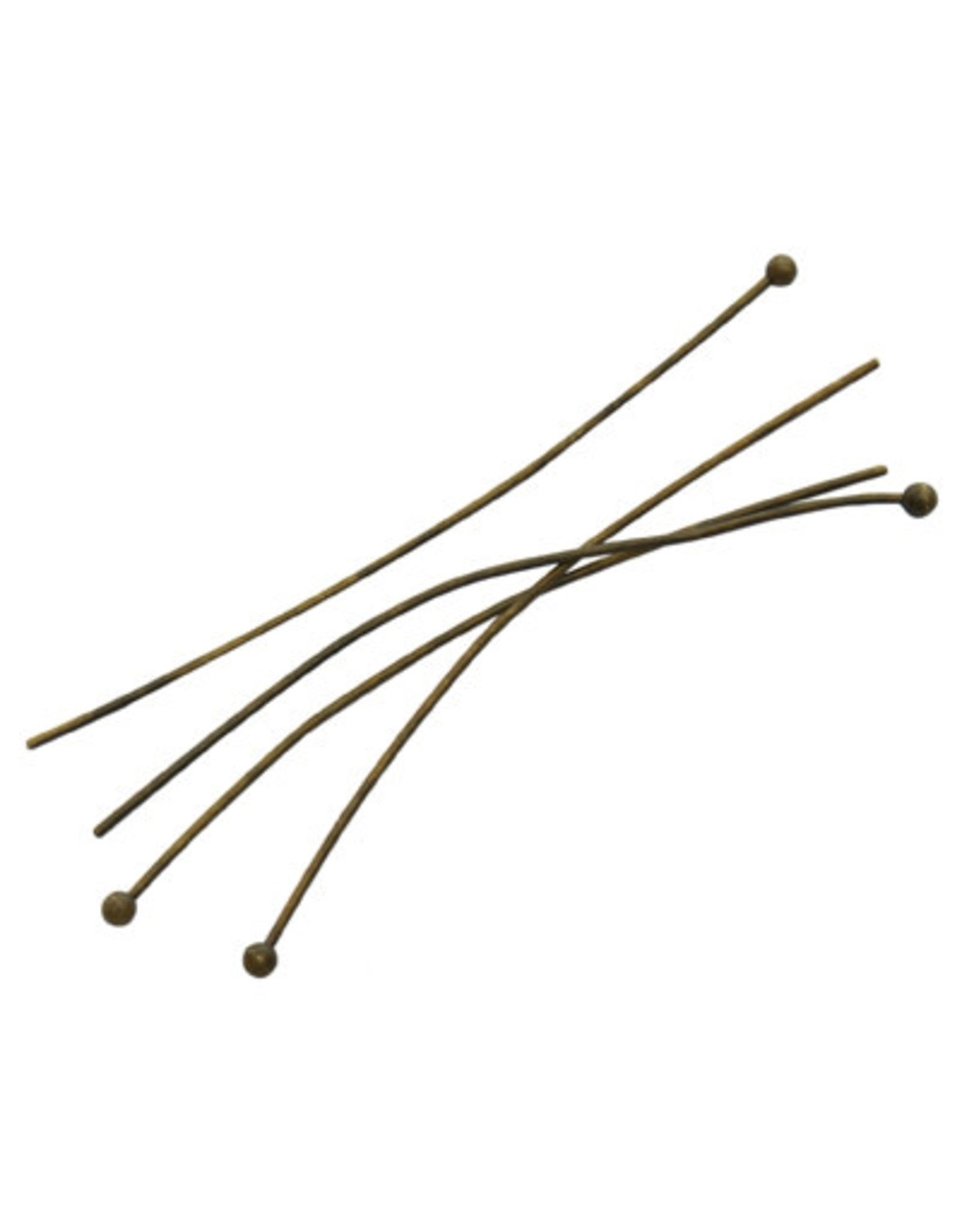 Headpin with 1.5mm Ball  2"  24g  Antique Brass   x100   NF