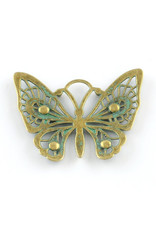 Butterfly  36x48x3mm  Antique Bronze Verdigris Green  x1 NF