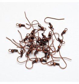 Ear Wire Ball & Spring 18x.8mm  Antique Copper  x100  NF