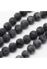 Labradorite Matte 6mm Black Grey  15” Strand  apprx 60 beads