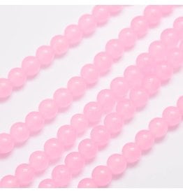 Malaysia  Jade Dyed 6mm Pink  15" Strand  apprx 60 beads