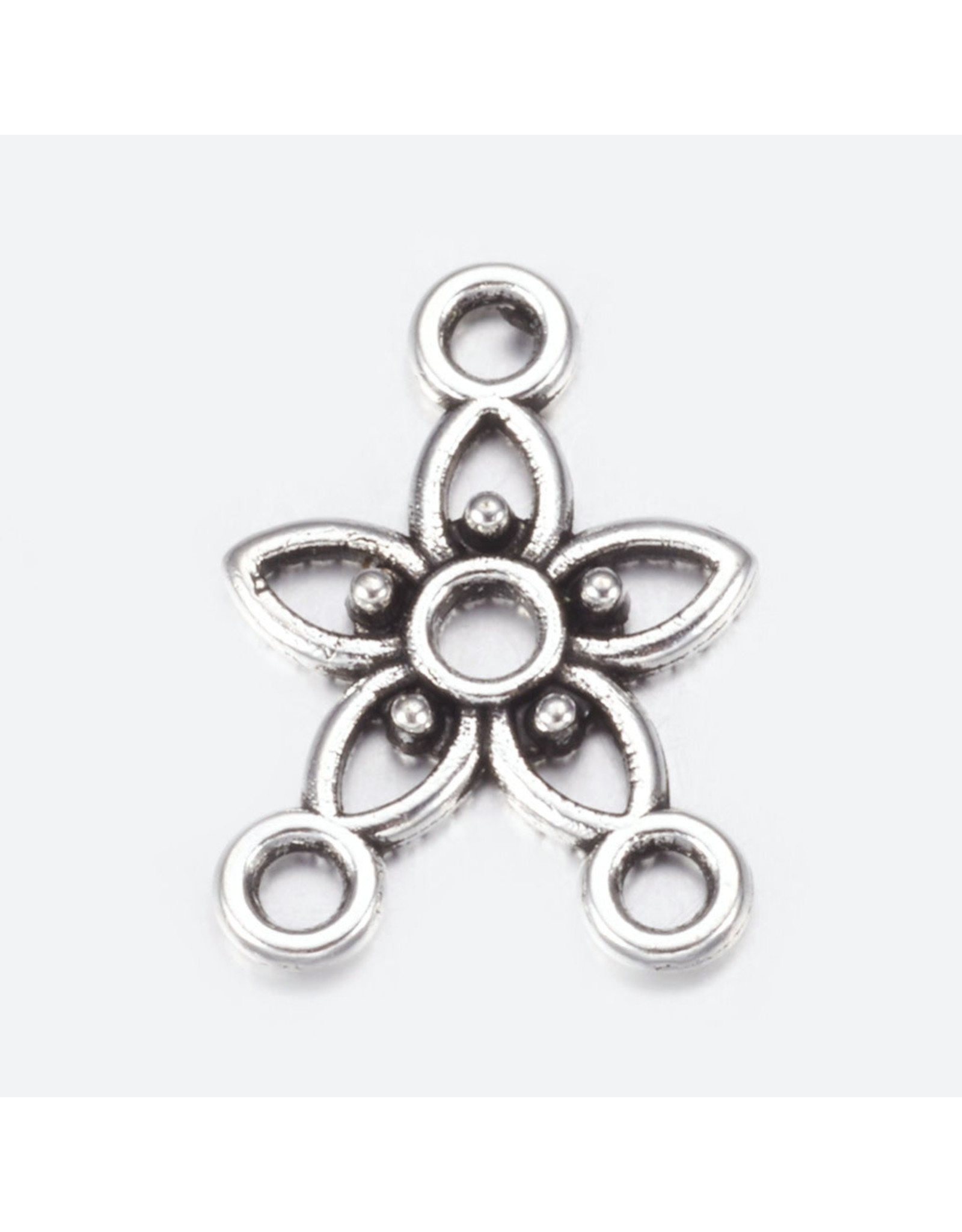 Flower Link (1to2) 12x21mm Antique Silver  x10  NF