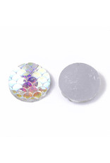 Mermaid Fish Scale Round Resin Cabochon 12x3mm Clear AB  x10