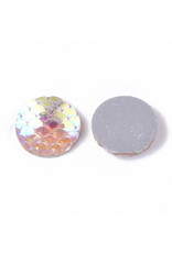 Mermaid Fish Scale Round Resin Cabochon 12x3mm Pink AB x10