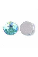 Mermaid Fish Scale Round Resin Cabochon 12x3mm Turquoise Blue AB x10