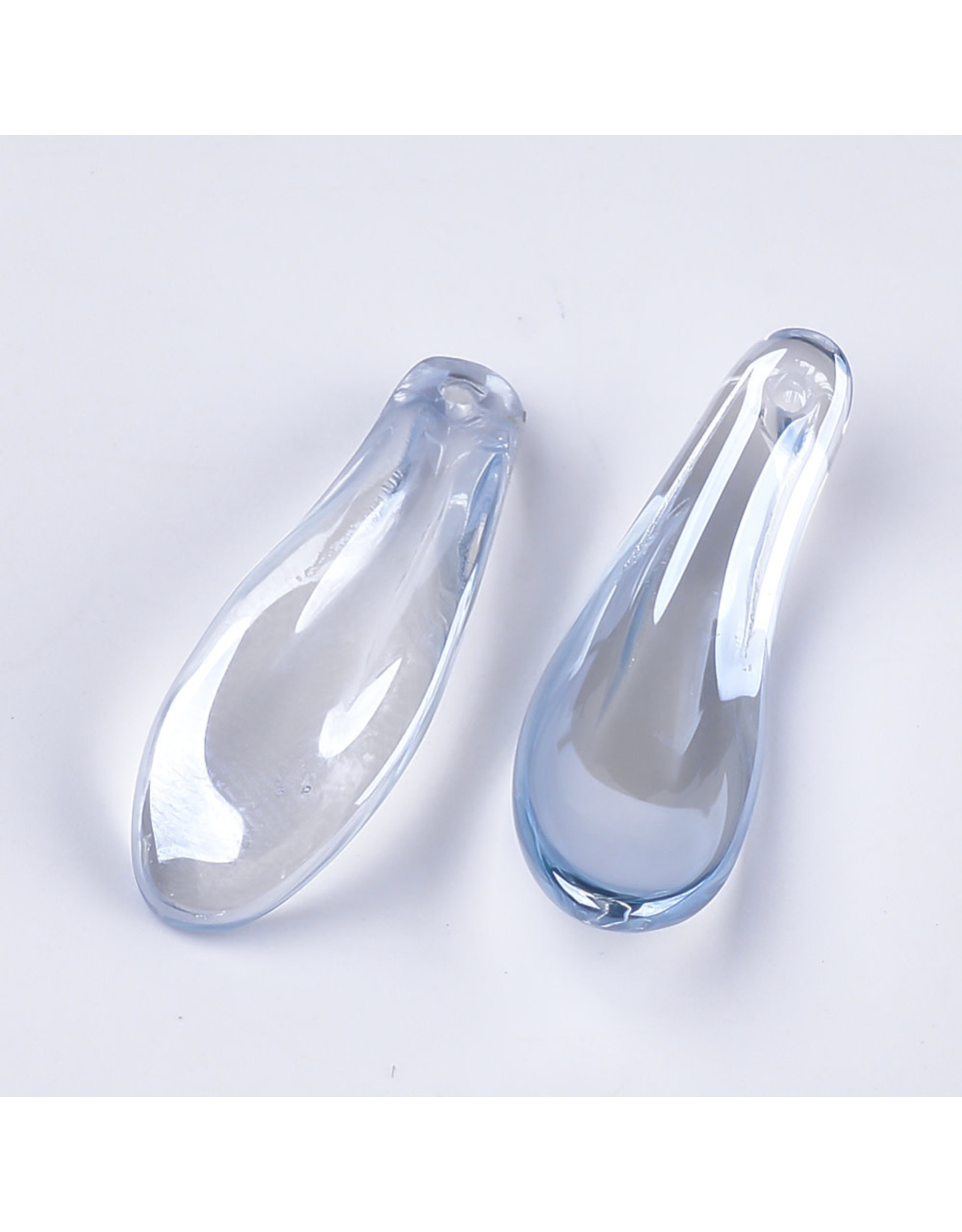 26x9x6mm Glass Curved Petal Steel Blue  x10