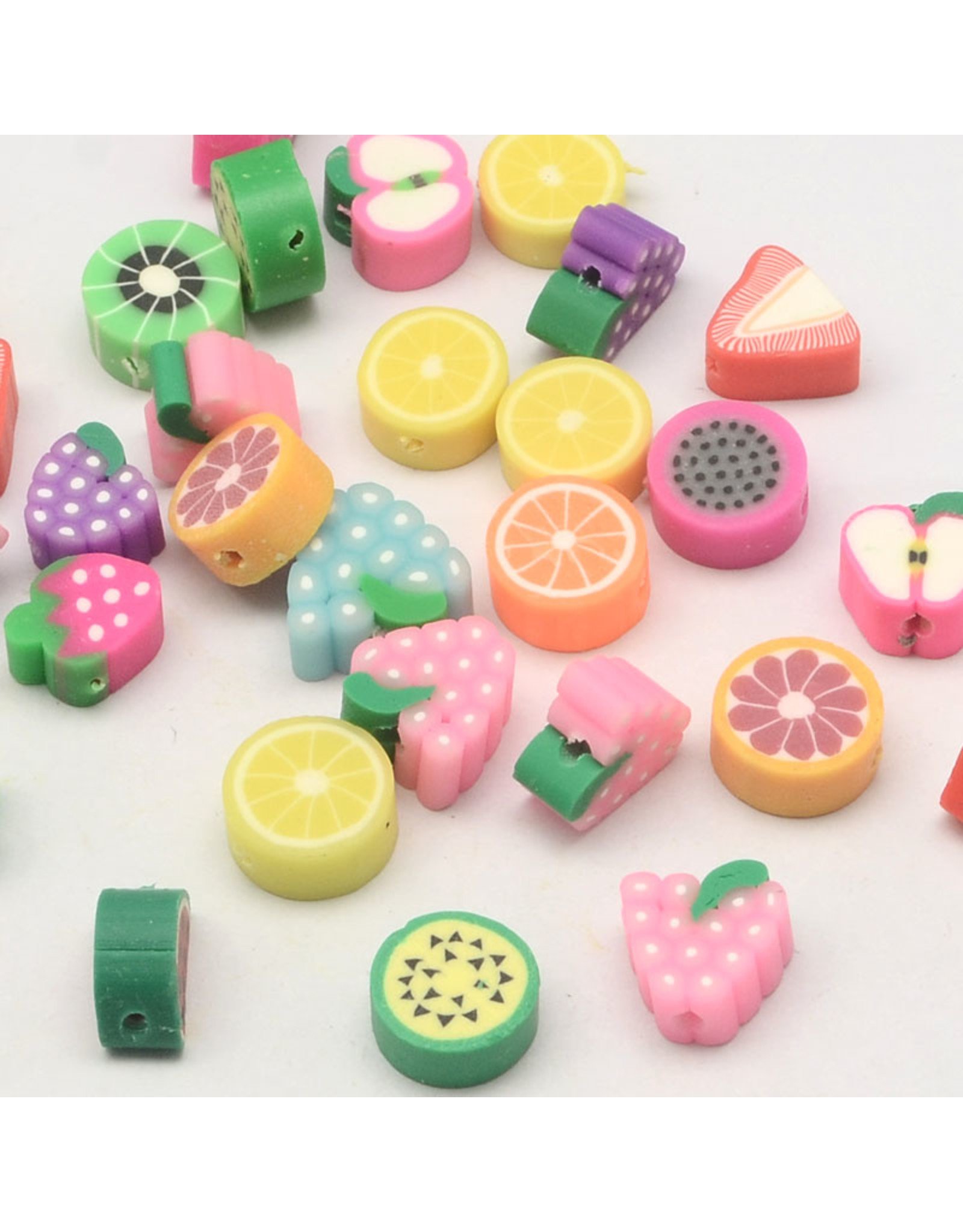 10x4mm Polymer Clay Assorted Fruit  x5pr