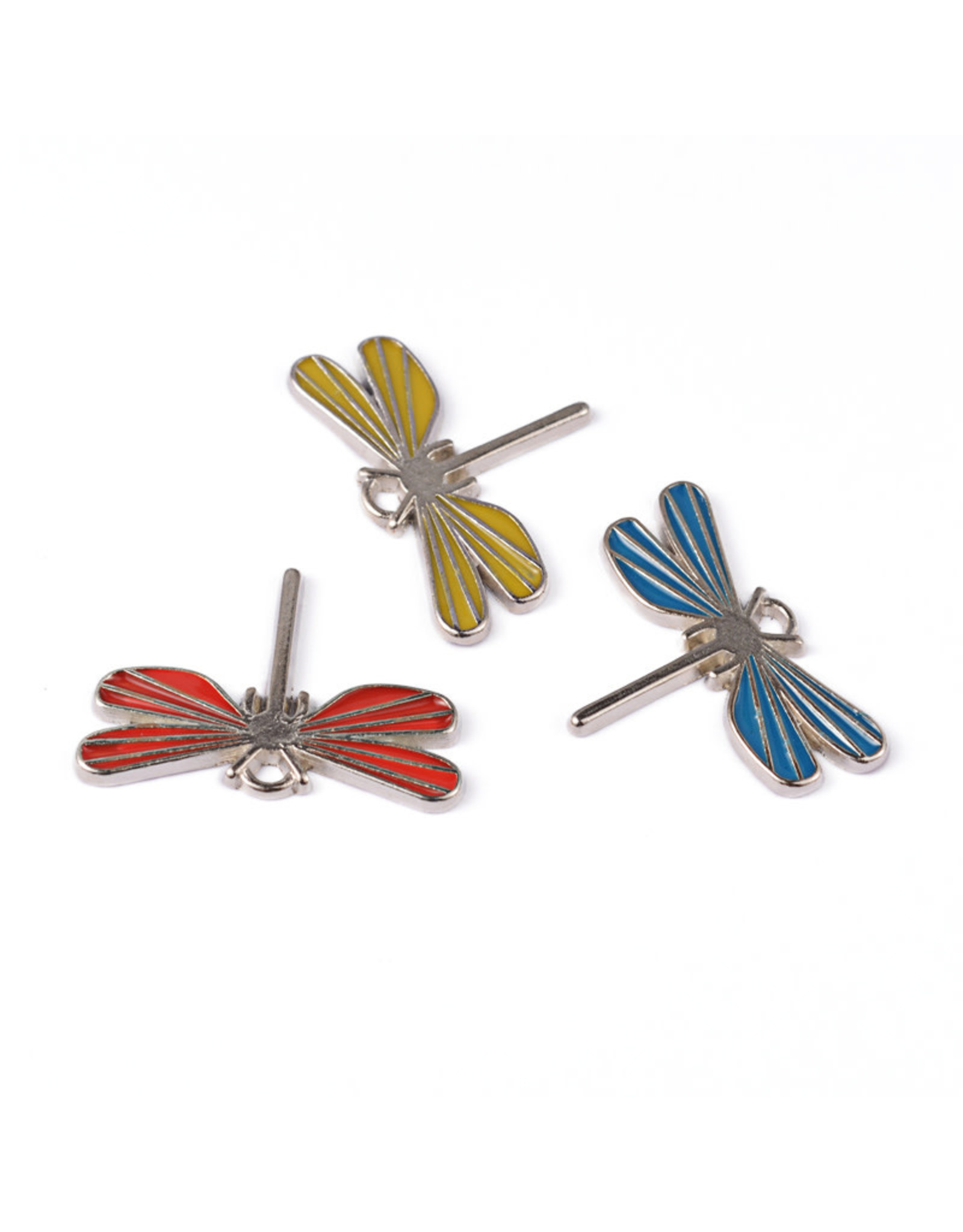 Dragonfly 21x30mm  Platinum Red,Blue and Yellow  x3 pair NF