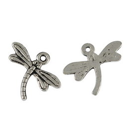 Dragonfly 15x17mm Antique Silver x10  NF