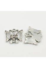 Butterfly 17x18mm Antique Silver x5  NF