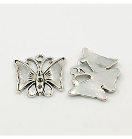 Butterfly 17x18mm Antique Silver x5  NF