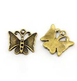 Butterfly 17x18mm Antique Brass x5  NF