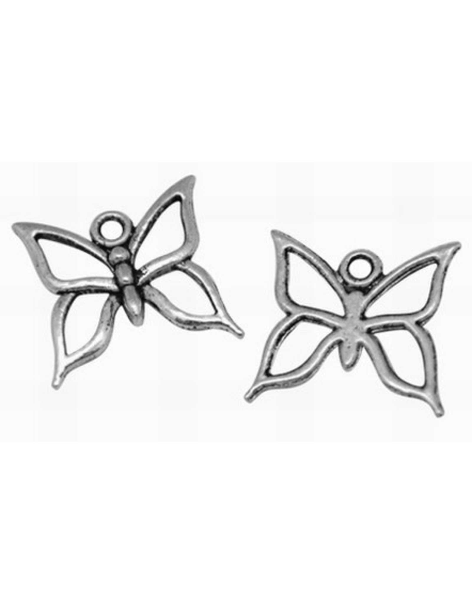 Butterfly 18x18mm Antique Silver x5  NF