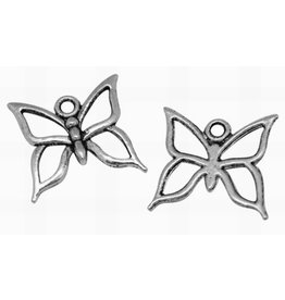 Butterfly 18x18mm Antique Silver x5  NF