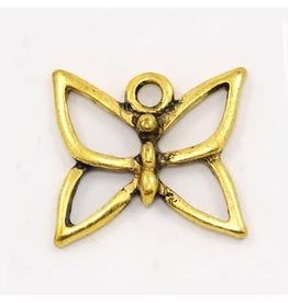 Butterfly 18x18mm Antique Gold x5  NF