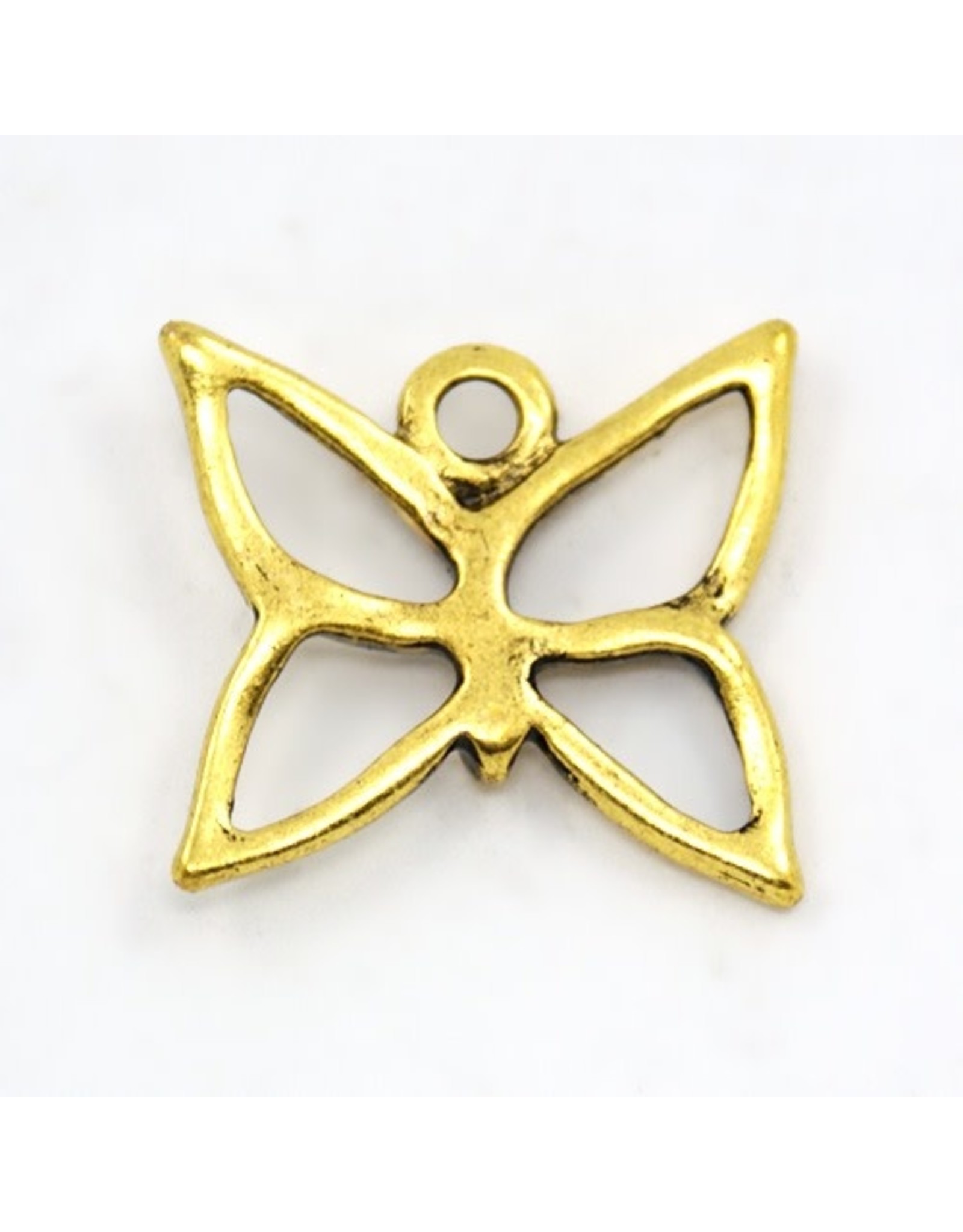 Butterfly 18x18mm Antique Gold x5  NF