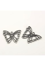 Butterfly 30mm Antique Silver x5  NF