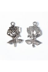 Rose  25x17mm Antique Silver  NF  x10