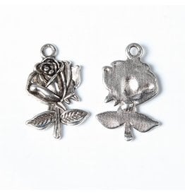 Rose  25x17mm Antique Silver  NF  x10