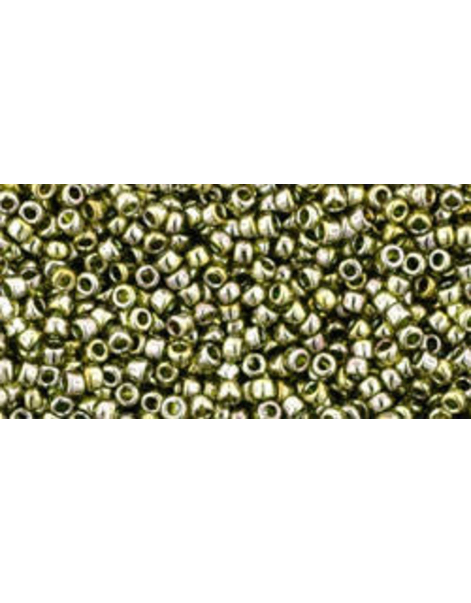 Toho 457 15 Round  5g  Transparent Green Gold Lustre