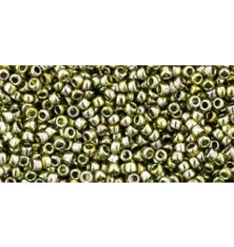 Toho 457 15 Round  5g  Transparent Green Gold Lustre