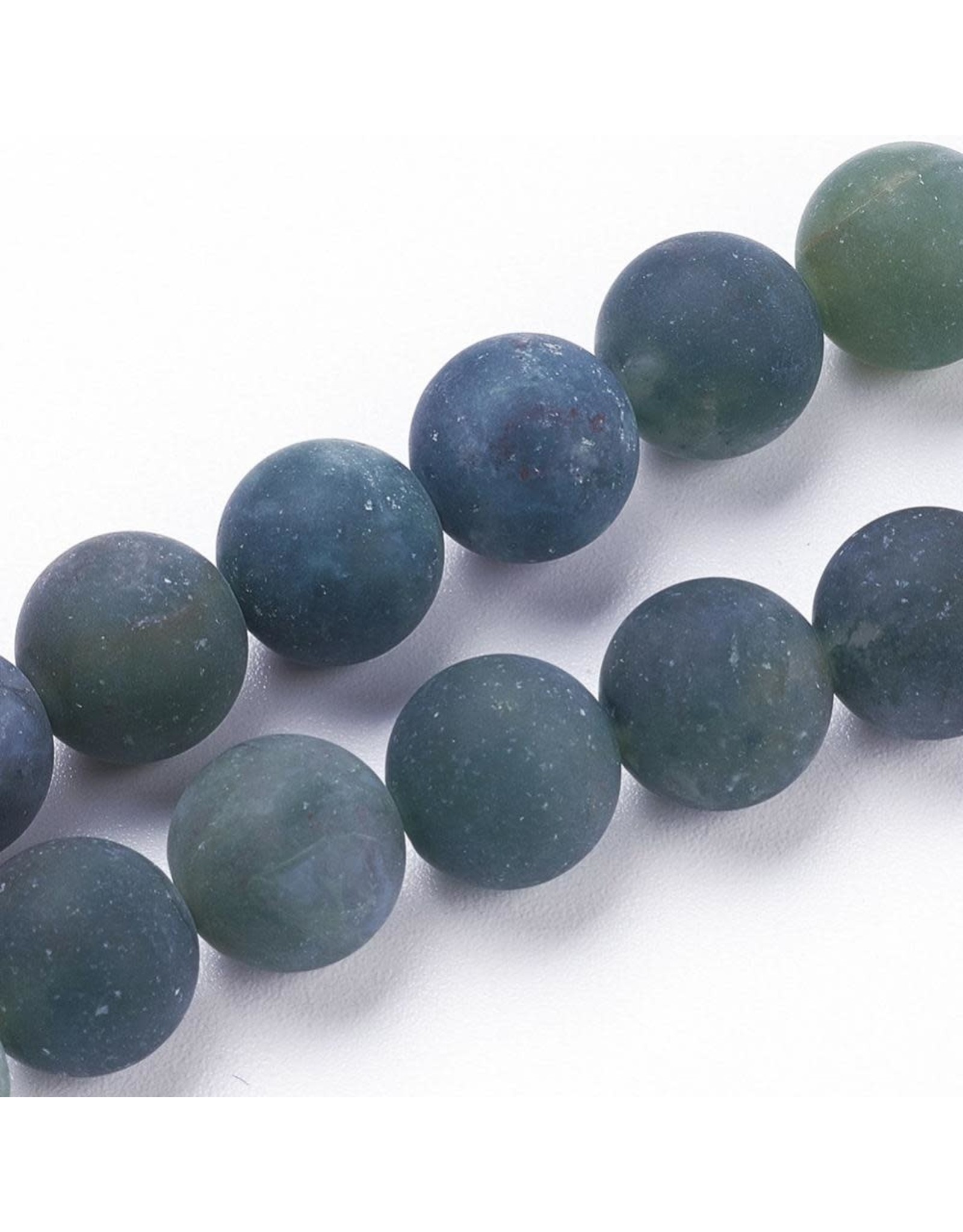 Moss Agate 8mm  Green Matte  15" Strand  approx  x46 Beads